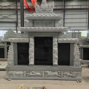 鹤岗 芝麻灰高档墓碑、土墓，一套也支持定做