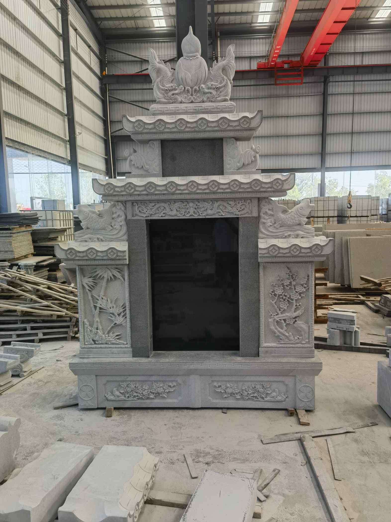 鹤岗 芝麻灰高档墓碑、土墓，一套也支持定做