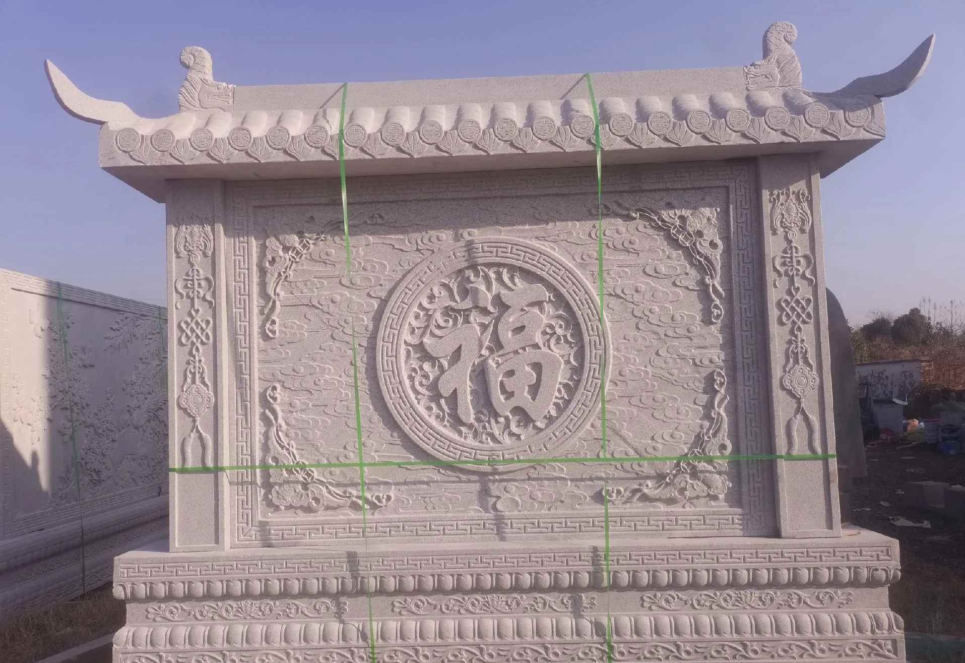 鹤岗 芝麻白花岗岩屏风，照壁，影壁